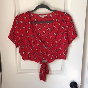 American Eagle Cropped Floral Blouse
